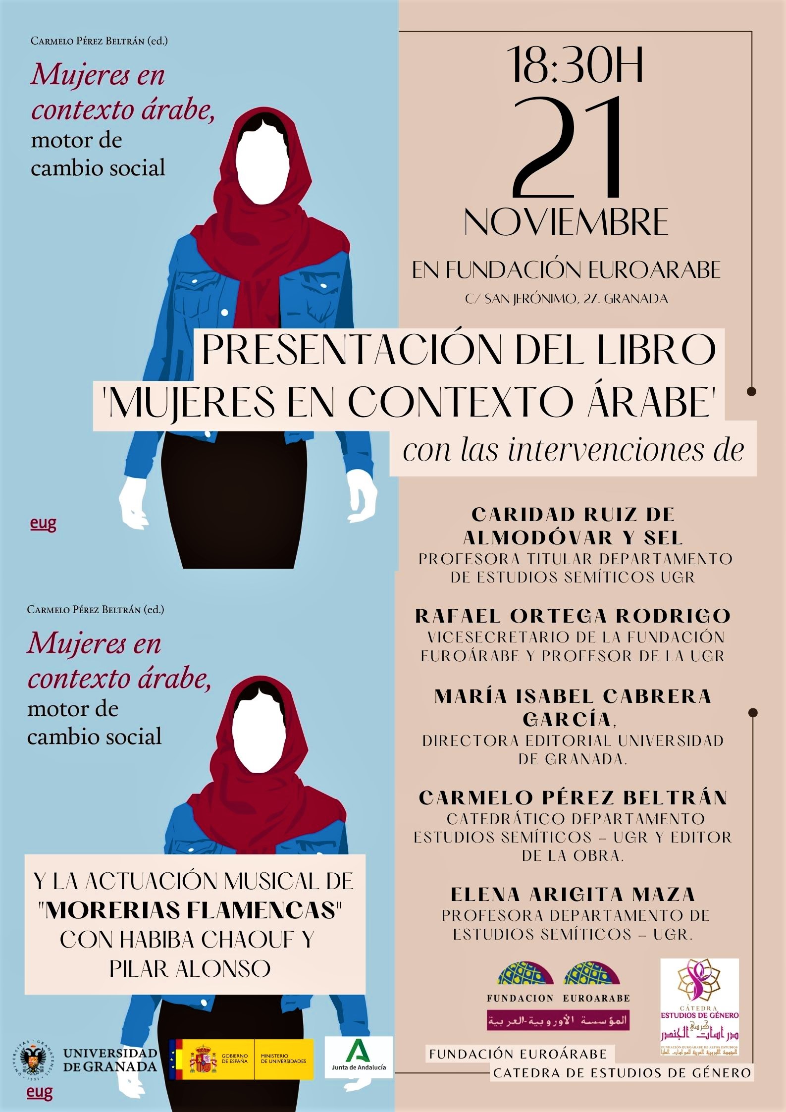 Cartel de la presentación del libro "mujeres en contexto árabe"